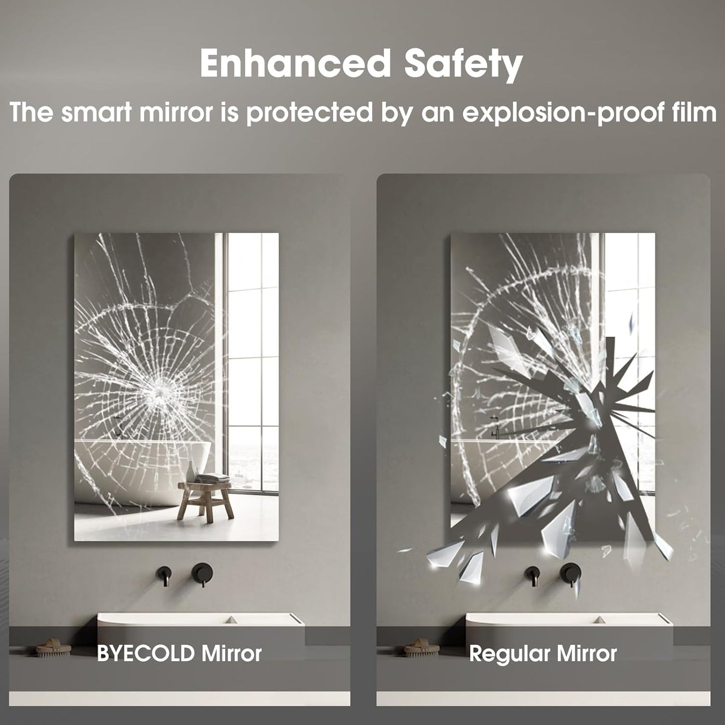 Wifi 24X32 Smart Bathroom Mirror with Bluetooth Enabled Weather Display, LED Bathroom Vanity Mirror with Lights, 2 Colors Lights, Backlit Touch Sensor, Anti-Fog- Vertically Hang Only