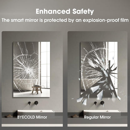 Wifi 24X32 Smart Bathroom Mirror with Bluetooth Enabled Weather Display, LED Bathroom Vanity Mirror with Lights, 2 Colors Lights, Backlit Touch Sensor, Anti-Fog- Vertically Hang Only