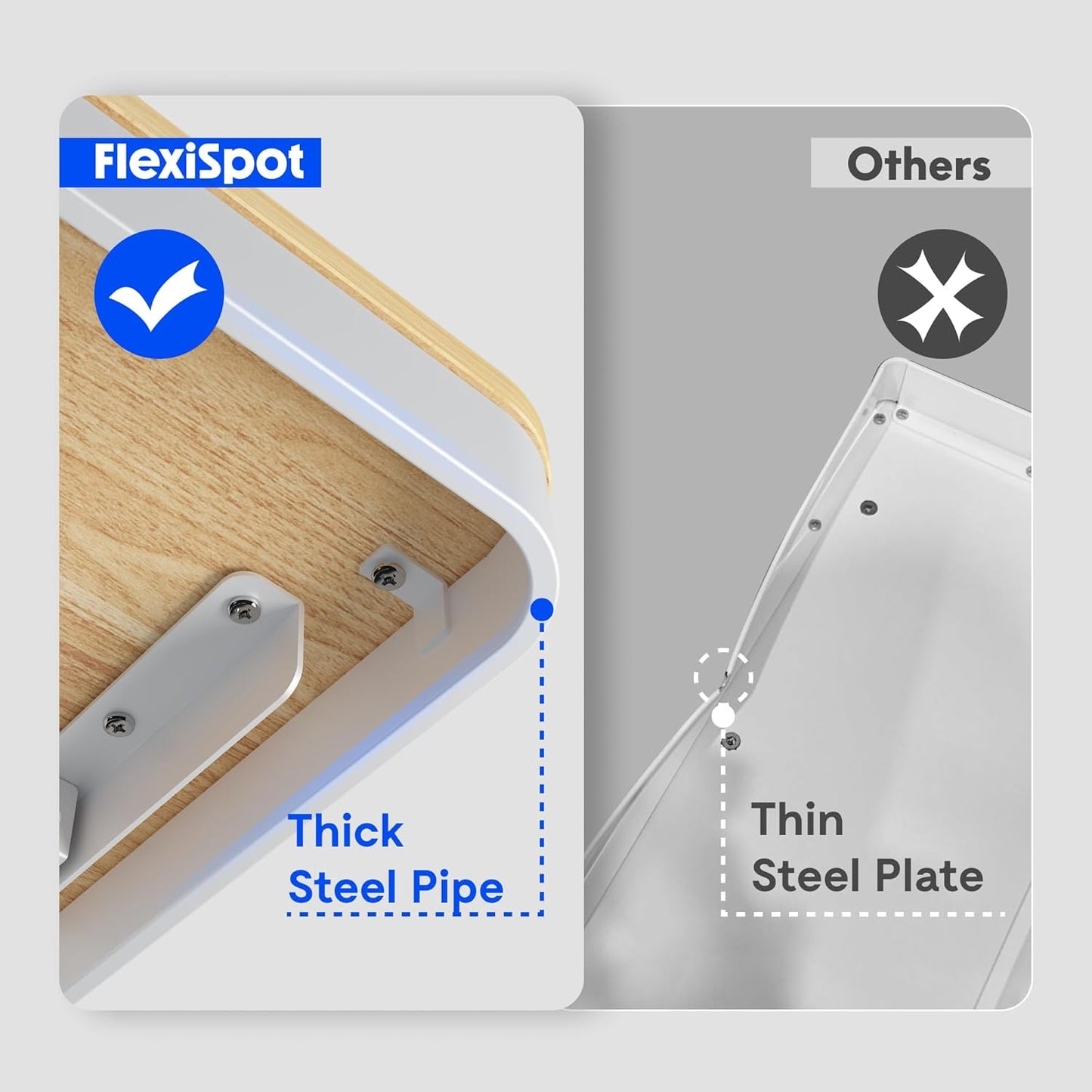 Comhar Electric Standing Desk with Drawer - Adjustable Bamboo & Black Frame with USB Charging Ports