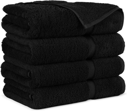 Premium Cotton Super Soft and Absorbent Turkish Towels (4-Piece Bath Towels, Black)
