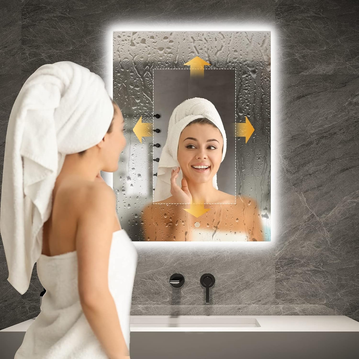 Wifi 24X32 Smart Bathroom Mirror with Bluetooth Enabled Weather Display, LED Bathroom Vanity Mirror with Lights, 2 Colors Lights, Backlit Touch Sensor, Anti-Fog- Vertically Hang Only