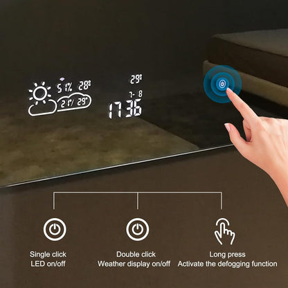 Wifi 24X32 Smart Bathroom Mirror with Bluetooth Enabled Weather Display, LED Bathroom Vanity Mirror with Lights, 2 Colors Lights, Backlit Touch Sensor, Anti-Fog- Vertically Hang Only