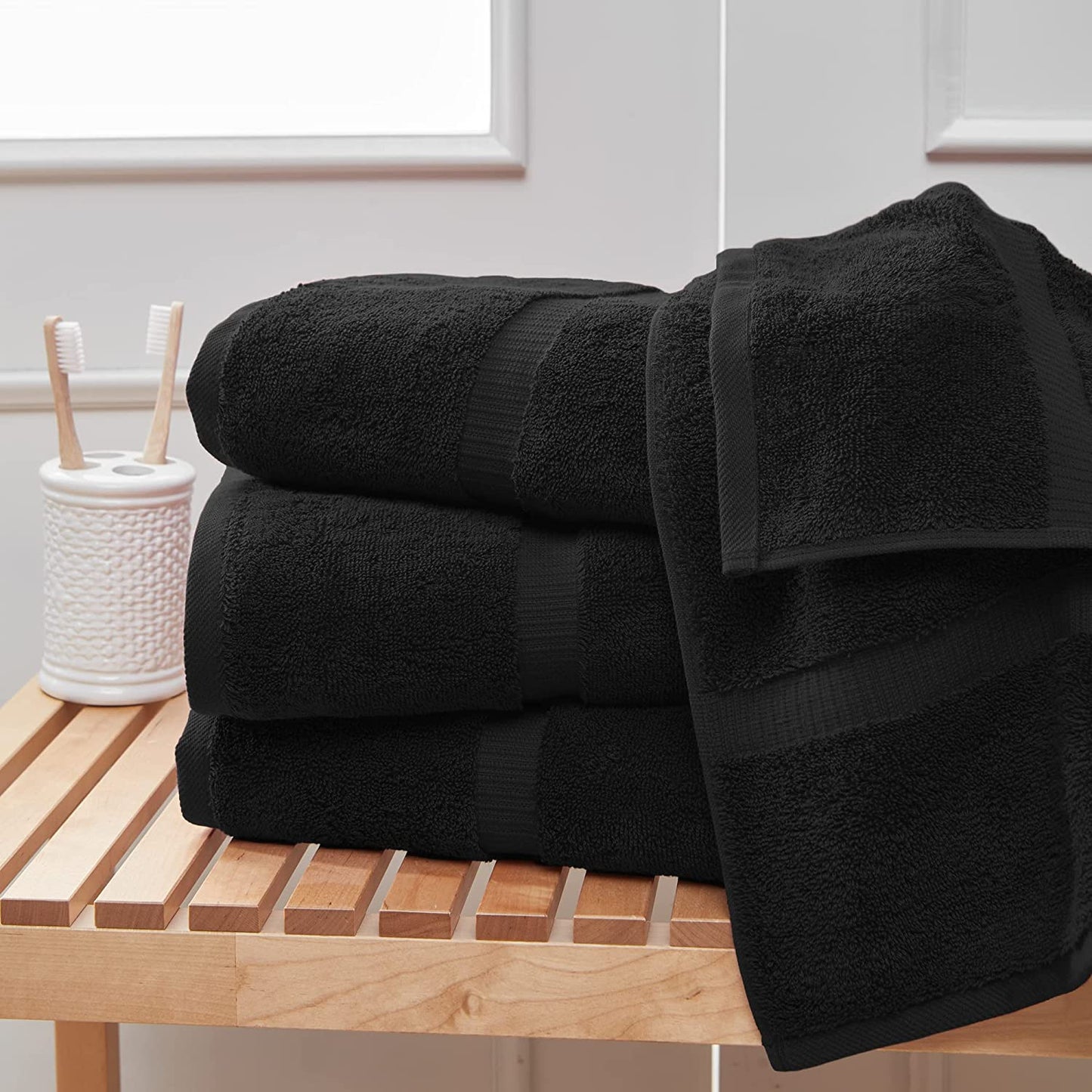 Premium Cotton Super Soft and Absorbent Turkish Towels (4-Piece Bath Towels, Black)