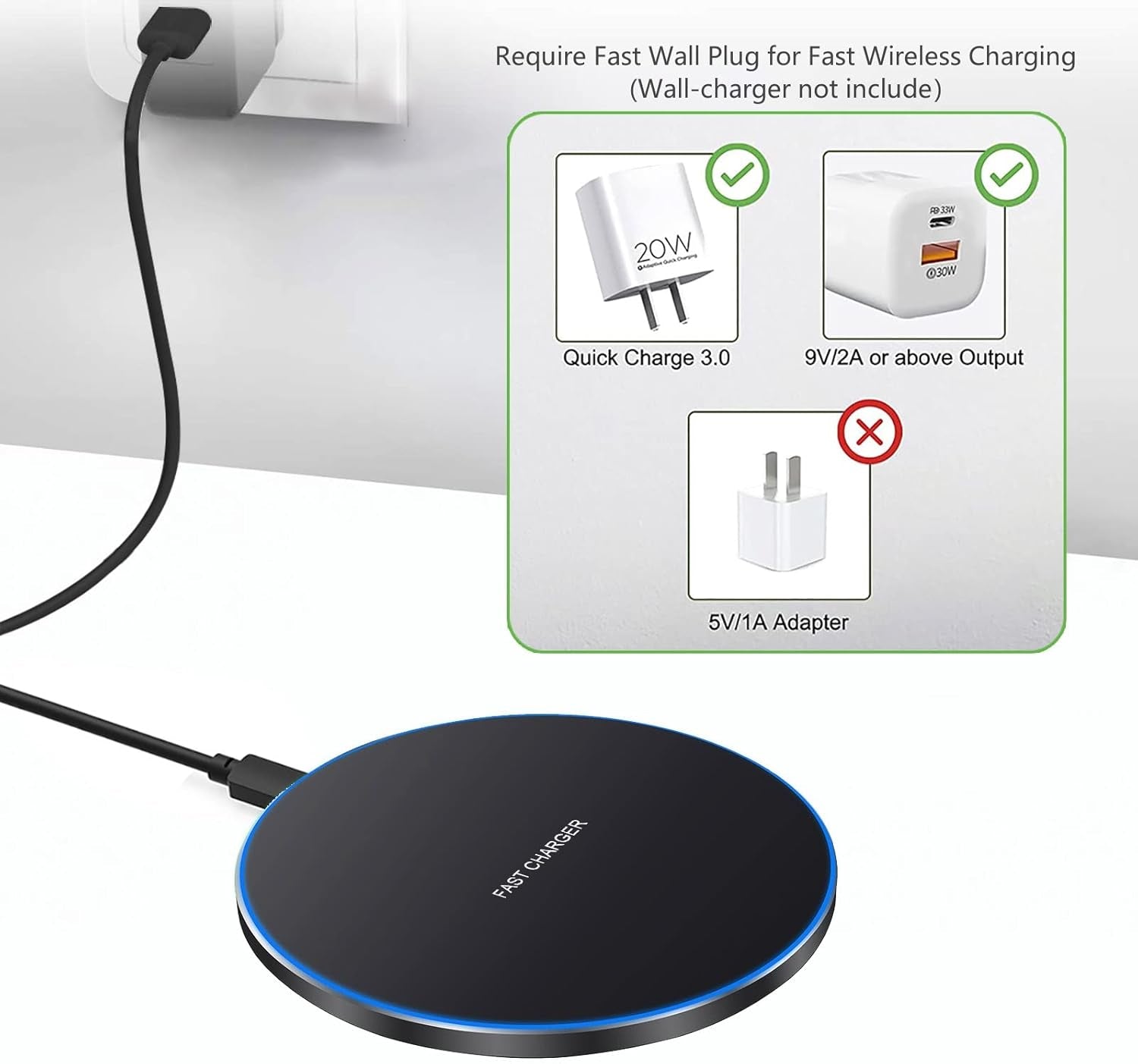 Ultra-Fast 20W Wireless Charger Pad - Compatible with iPhone 16/15/14/13/12/SE/11/Xs Max/Xr, AirPods, Samsung Galaxy S25/S24/Note, Pixel & LG G8